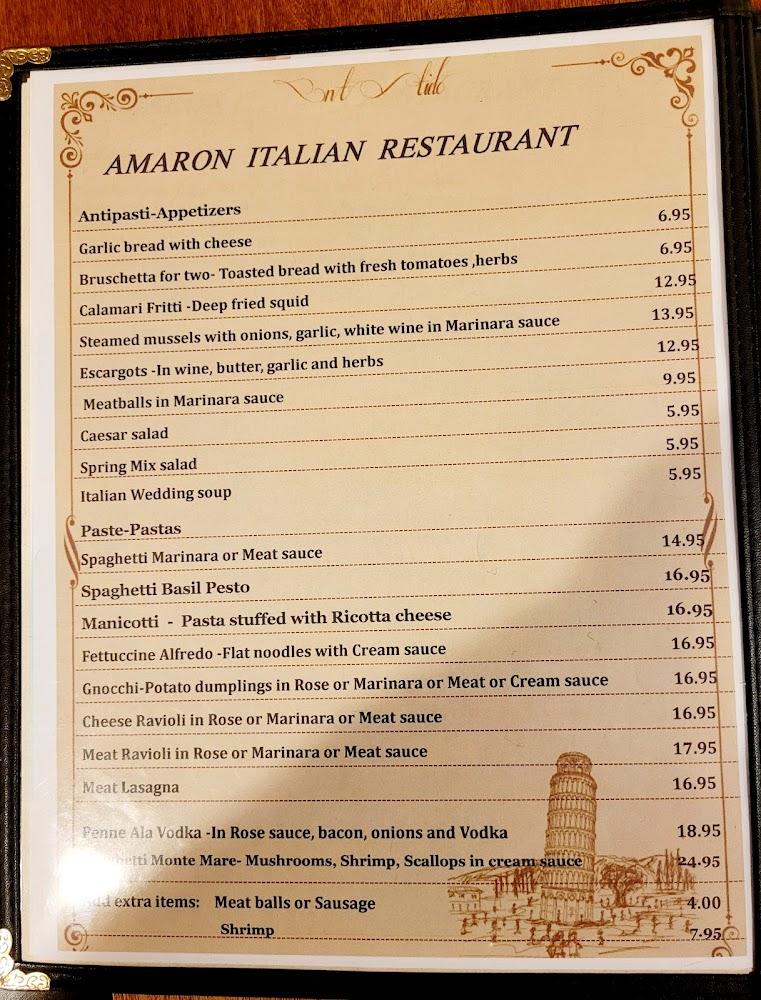 Amarone Italian Restaurant in Sandusky, OH Menu image 3