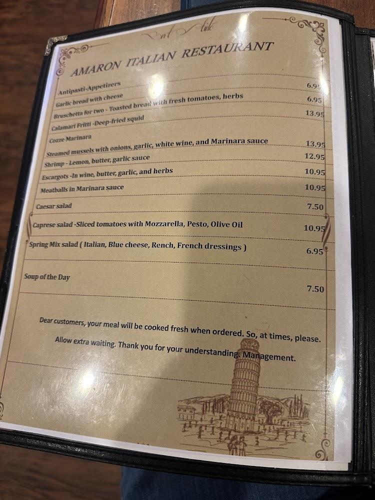 Amarone Italian Restaurant in Sandusky, OH Menu image 4